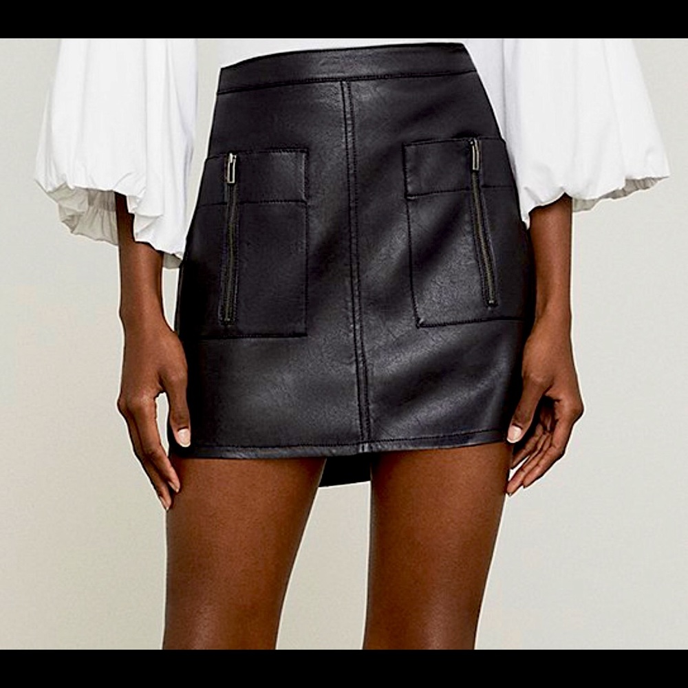BCBG Vegan Leather Mini Skirt